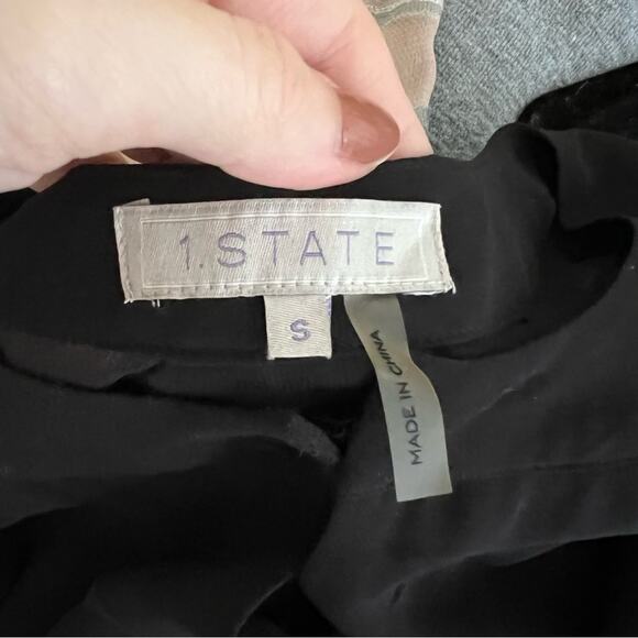 1. State Black Chiffon Black Cutout Blouse - Picture 5 of 6